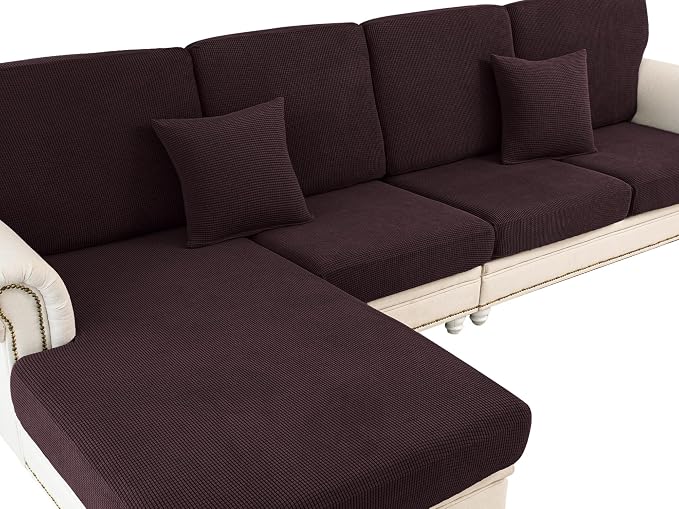 LA MEACK Couch Cushion Cover Chaise Lounge Cover Washable Separate Seat Chaise by LA+MEACK