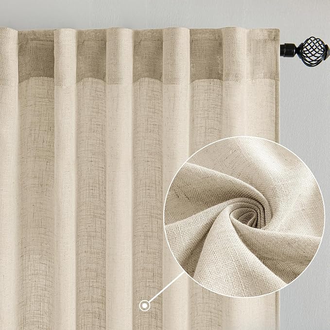 MIULEE Linen Curtains 52x90 Inch Length 2 Panels - Image 2