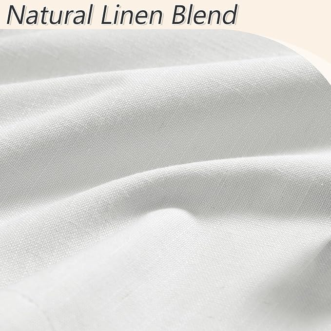 White 100% Blackout Linen Curtains 52 Inch Wide by 64 Inch - Image 4