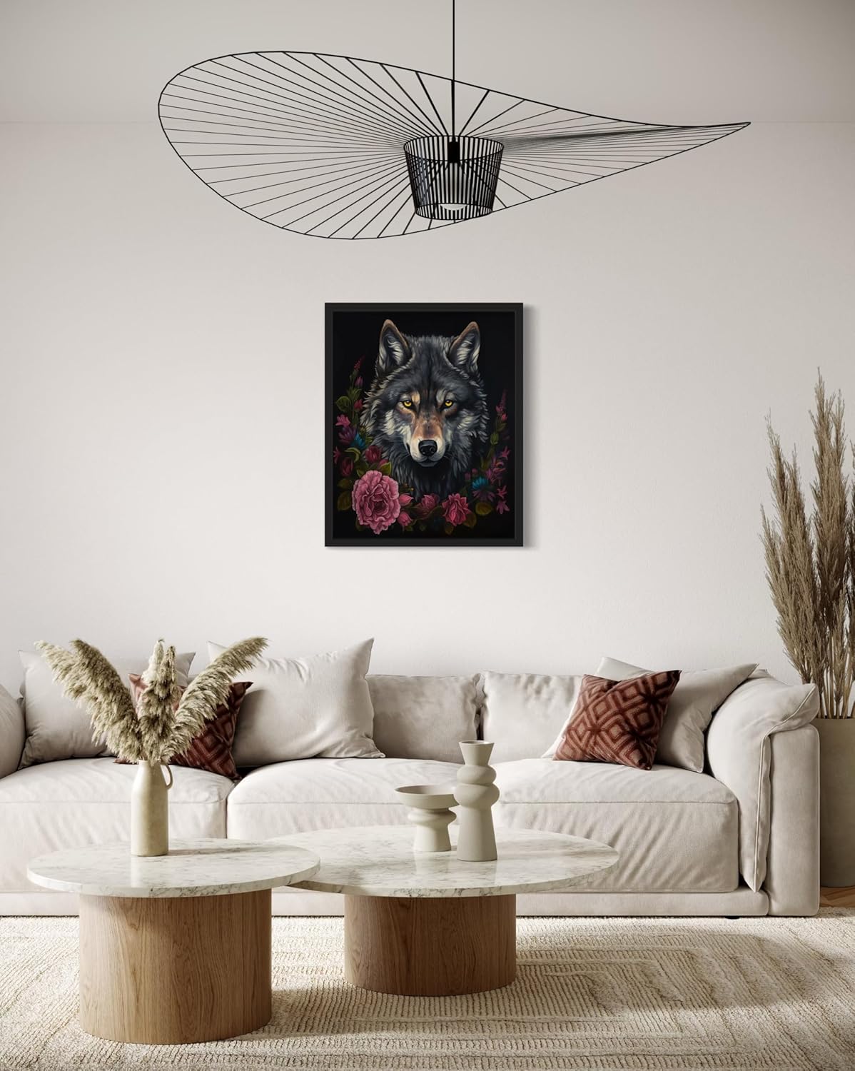 Vintage Wolf Poster Art Print, Halloween Scary Wall Art Academia Spooky Painting Decoration for Horror Prints, Gothic Posters Bedroom Decor 89 (Vintage Wolf, 16 x 20 inches, Black Frame)