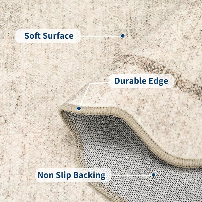 GarveeHome Scalloped Washable Rug 4x6 Boho Living Room Area Rug, Low Pile Soft - Image 3