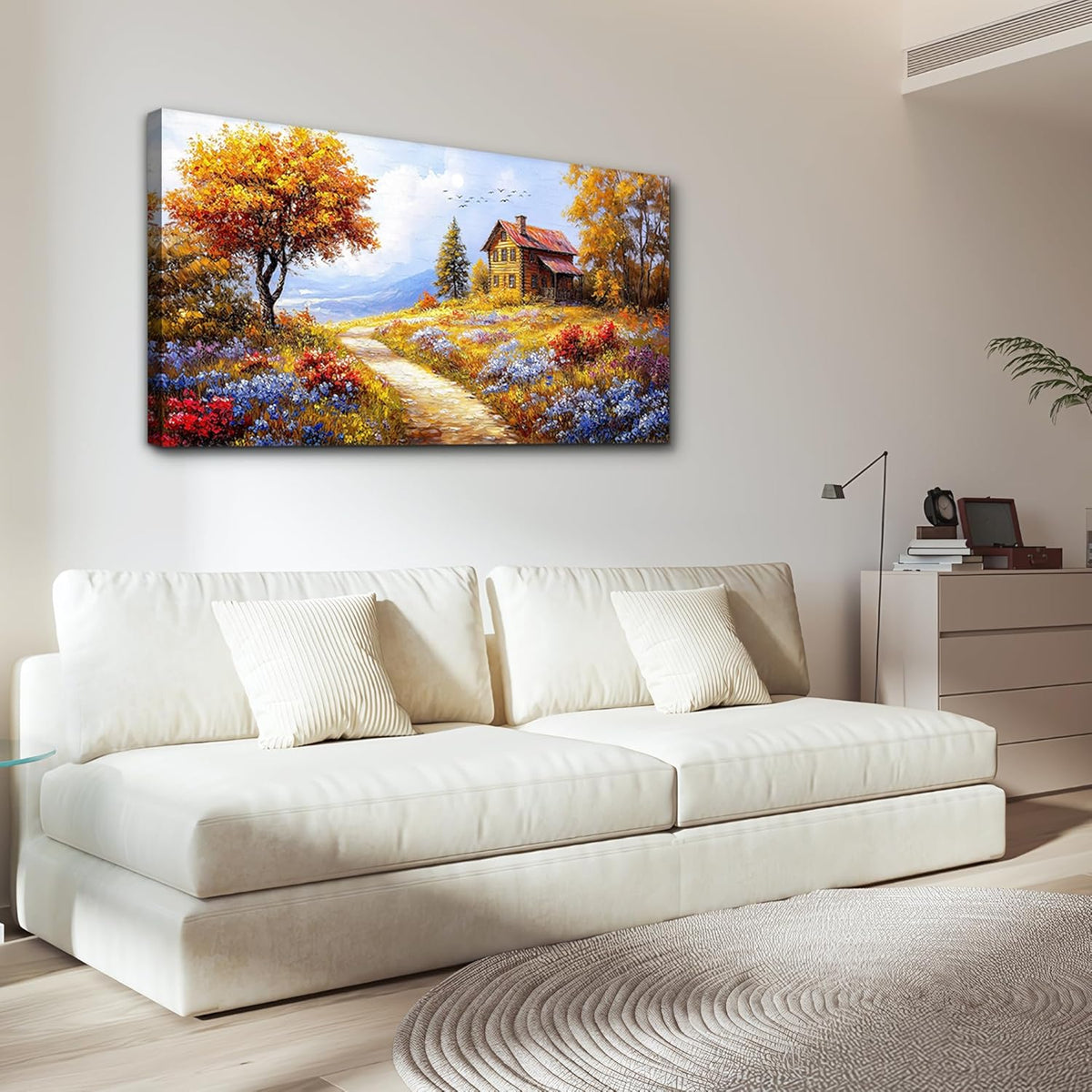 ZUITINGHUA Canvas Wall Art For Living Room Wall Decor For Bedroom Office Wall Decoration Yellow Tree Landscape Painting Farmhouse Pictures Artwork Room Aesthetic Home Decor 20x40 In
