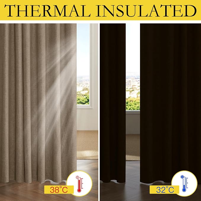 NICETOWN 100% Blackout Burlap Linen Curtains 90 inches Length - Image 6