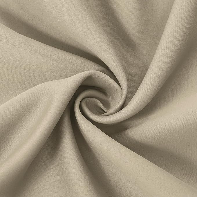 Beige Blackout Curtains 66 x 63 Inch Length/Set of 2 Curtain Panels/Thermal - Image 8