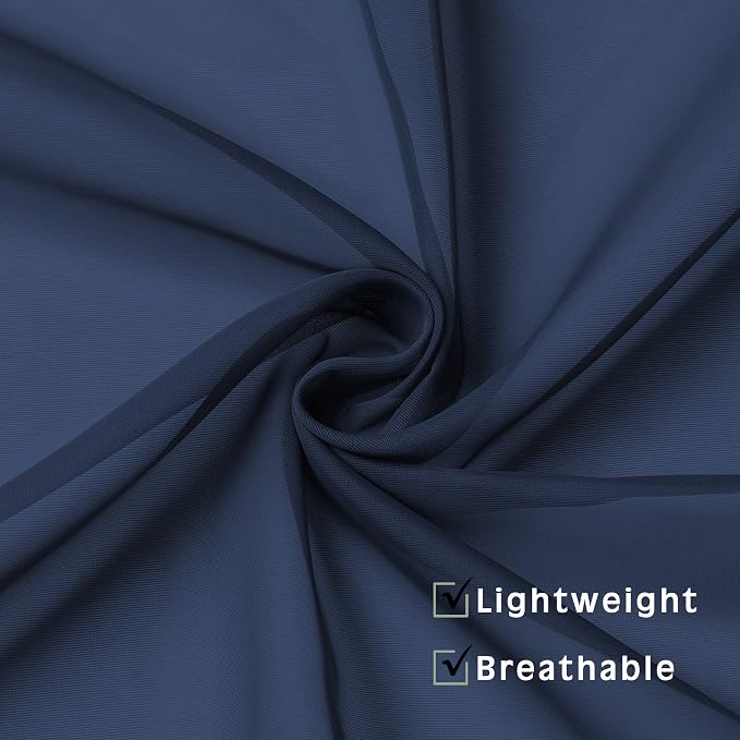 Navy Blue Sheer Curtains 2 Panels - Image 7