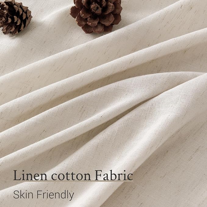 Topfinel Oatmeal Pinch Pleated Linen Curtains 120 Inch Length 2 Panels - Image 3