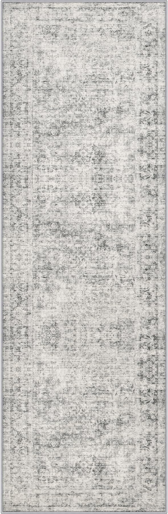 2x6 Washable Runner Rug：Modern Abstract Soft Carpet Black Grey | by FXRHLP
