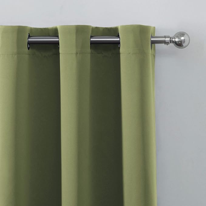 Olive Green Thermal Blackout Curtains/52 x 108 Inch/Set of 2 Panels Room - Image 7