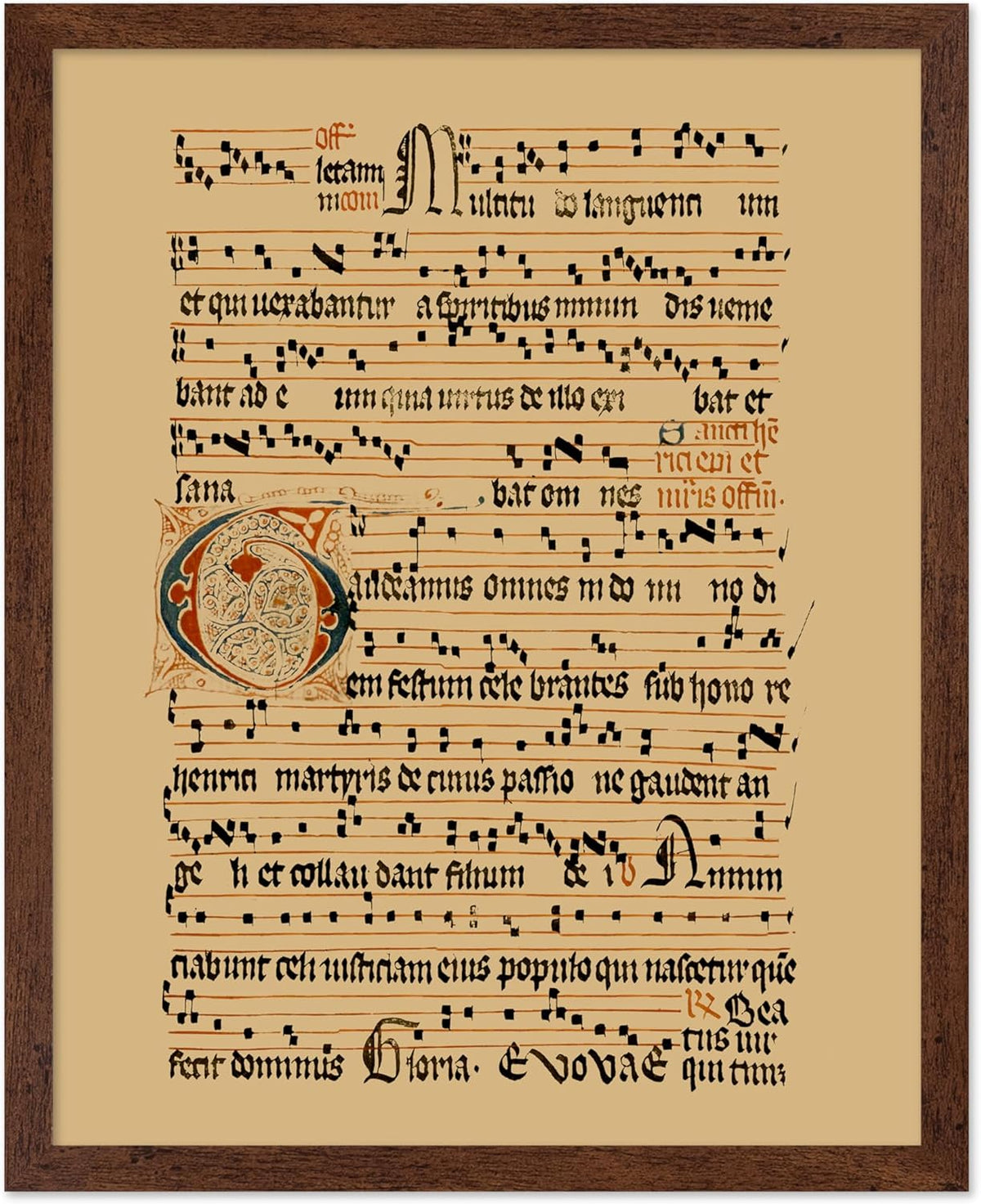 Poster Master Vintage Hymnal Poster - Retro Music Print - Gift for Artist, Friend - Graduale Aboense, Gregorian Chant Manuscript, Score - Wall Decor for Living Room, Bedroom, 8x10 Brown Framed