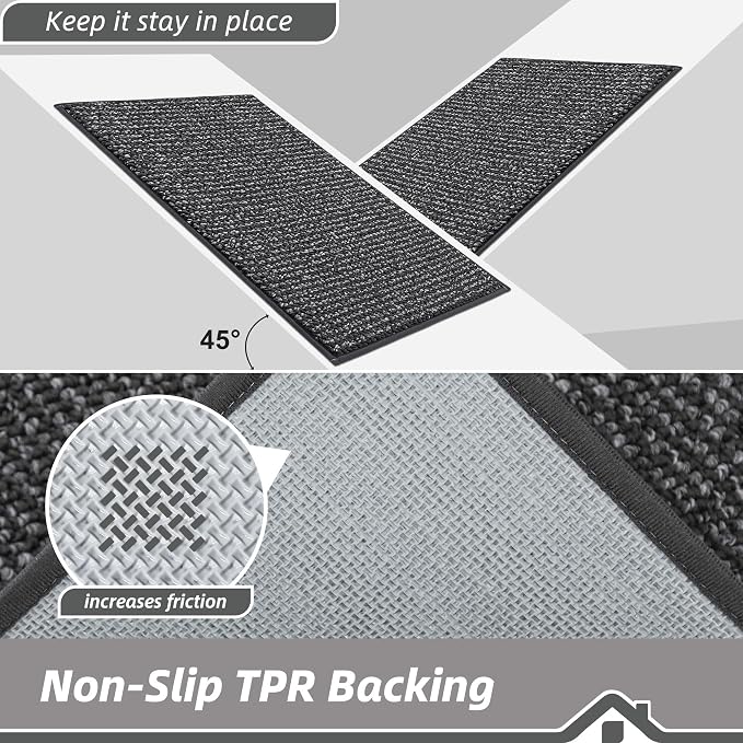 BEQHAUSE Dirt Trapper Door Mat 48"x72", Non-Slip Washable Doormat, Charcoal | - Image 6