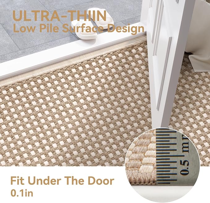 Indoor Front Door Mat Entryway Rug Non Slip Washable Brown 2x3 ft | Front Entry - Image 5