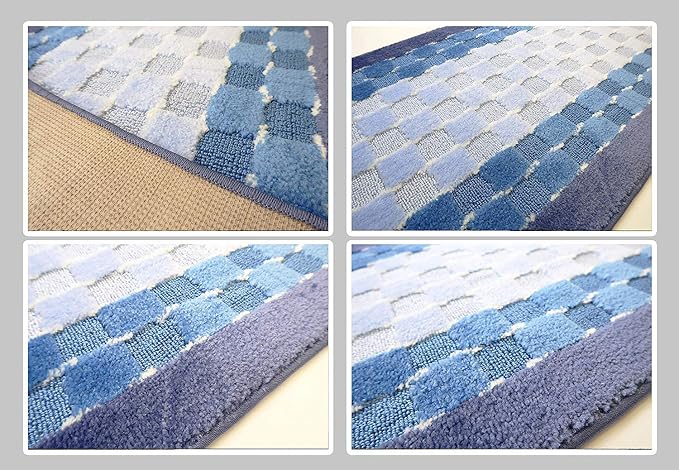 7 Ft Blue Hallway Runner Rug, Custom Size, Non Slip Washable, Pet Friendly | - Image 5
