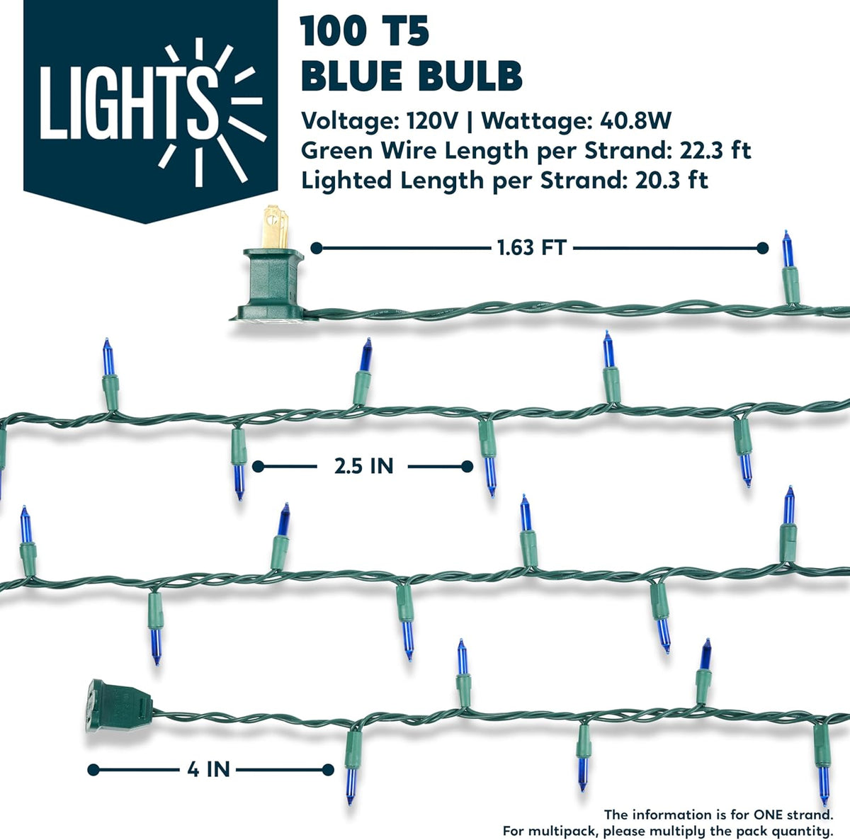 Joiedomi Blue Christmas String Lights,200(2x100) 44.6FT Christmas Fairy Tree Lights Plug in for Indoor Outdoor Xmas Decorations Patio Holiday Theme Party Yard House,Green Wire