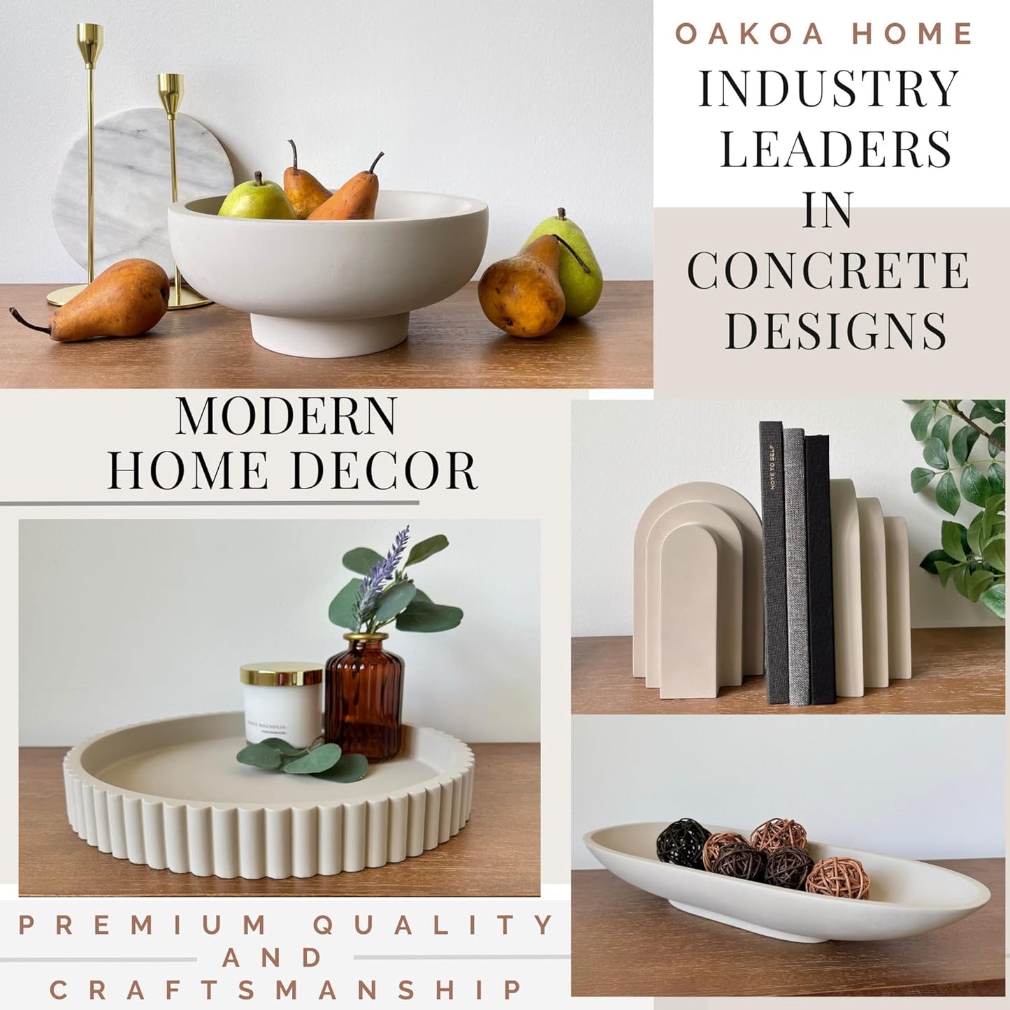 OAKOA Concrete Heavy Book Ends Decorative - Decorative Bookends for Heavy Books - Book Ends for Shelves Decorative - Heavy Duty Bookends for Shelves Decorative - Modern Bookends Decorative
