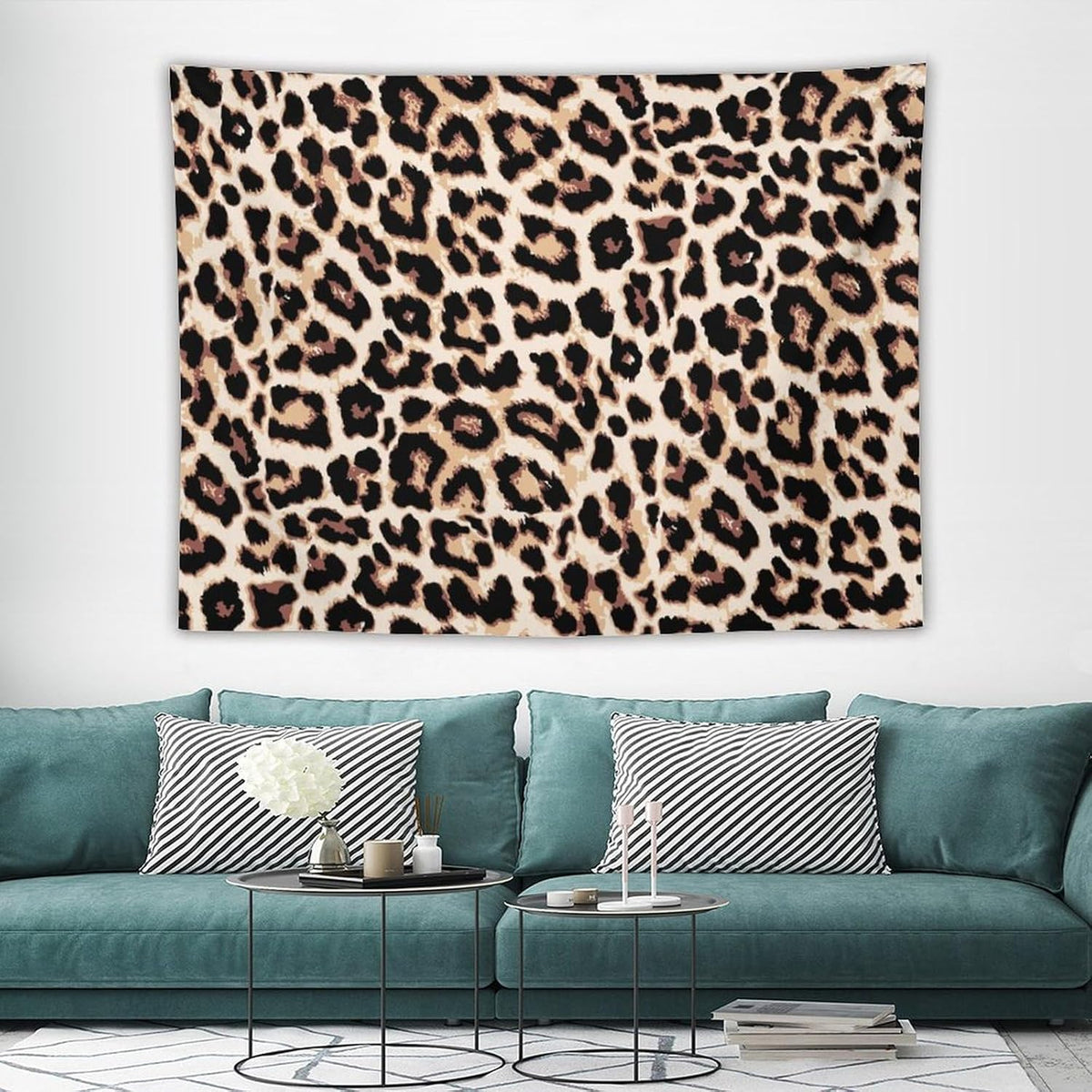 HZOHNAGO Leopard Print Tapestry Rustic Brown Leopard Wild Animal Printed Wall Tapestry Painting Wall Hanging for Bedroom Living Room Dorm 80" W x 60" H