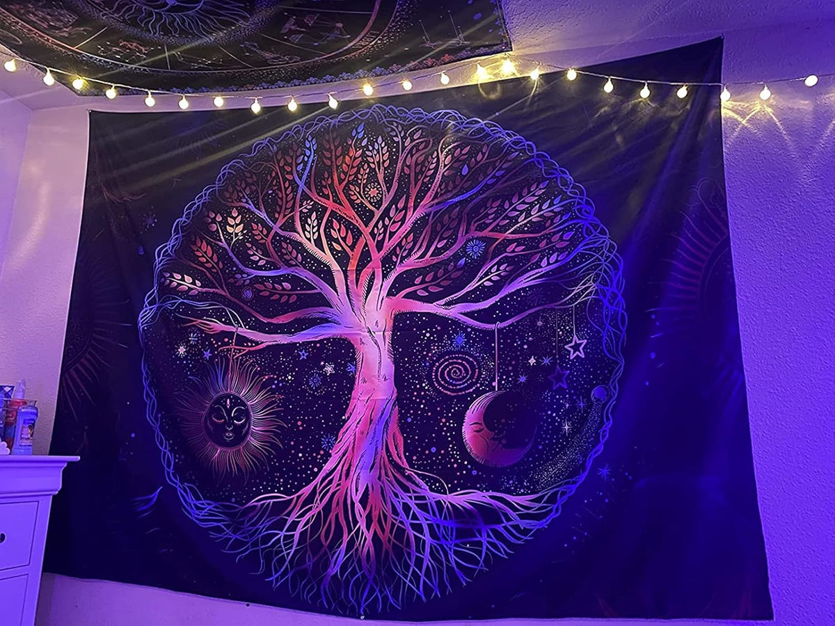 FORATER Tree of Life Tapestry Wall Hanging Colorful Life Tree Tapestries Aesthetic Sun and Moon Galaxy Wall Tapestry for Bedroom Living Room Dorm(53 x 61 Inch, Multicolor)
