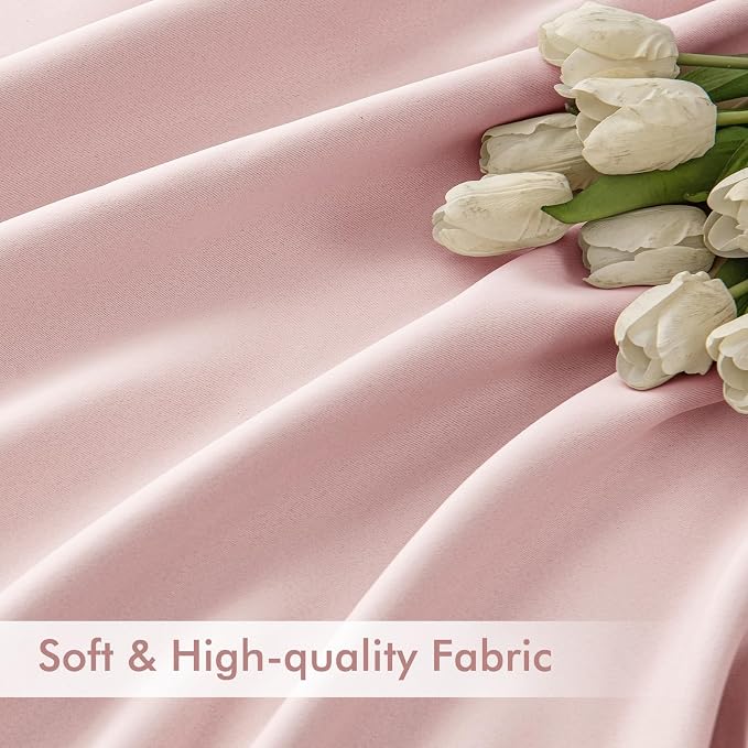 MIULEE Light Pink Back Tab Blackout Curtains 52x120 Inch Long 2 Panels Set | - Image 6