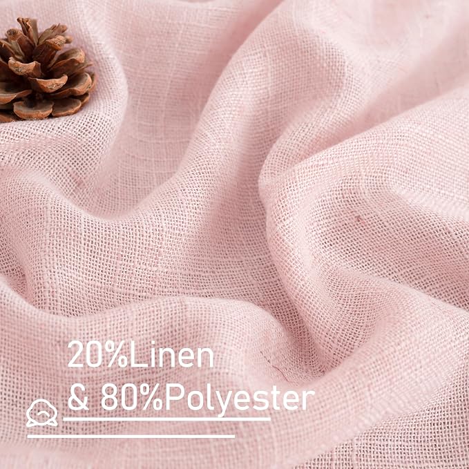 72 inch Pink Semi Sheer Linen Curtains - Image 2