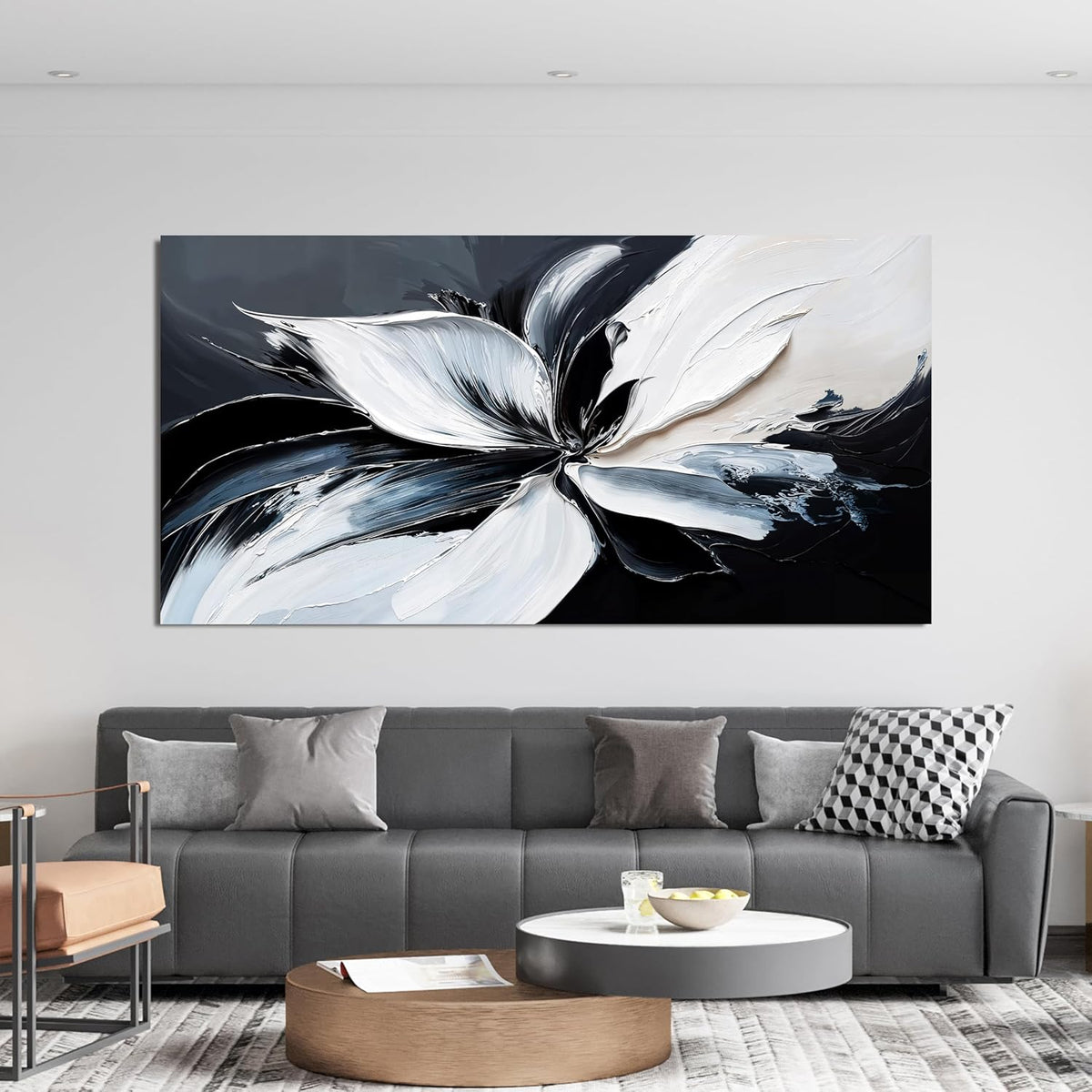 AIXMGSJS Canvas Abstract Wall Art Large Modern Black and White Wall Art Prints Abstract Canvas Art Wall Decor Wall Art for Living Room Artwork for Walls Home Office Decor 24" X 48"