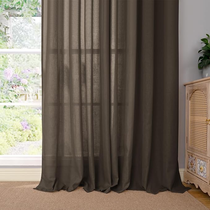 YoungsTex Brown Linen Curtains 63 Inches Long - Image 8