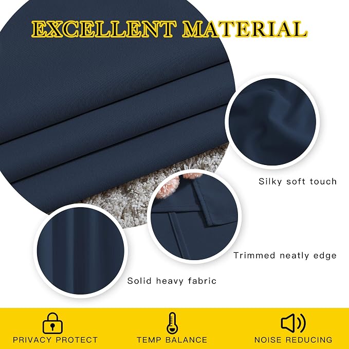 NICETOWN Navy Blue Blackout Window Curtains - Image 4