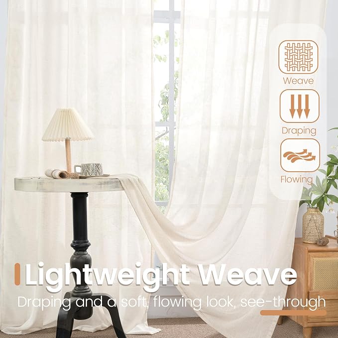 BGment Linen Sheer Curtains 96 Inches Long - Image 5