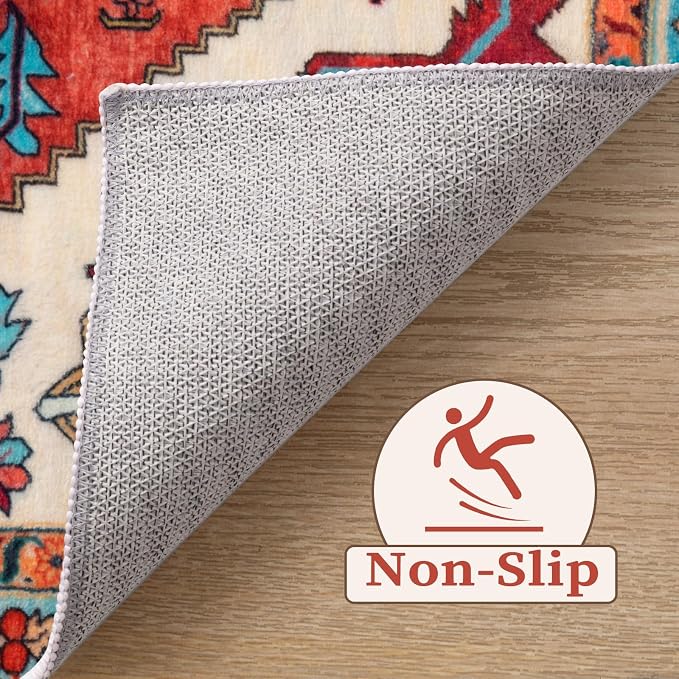 SERISSA 4ft Washable Non Slip Round Boho Area Rug - Image 4