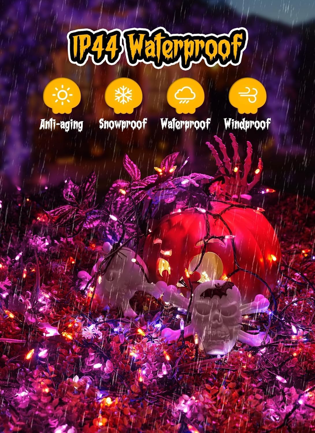 Battery Operated Halloween Indoor String Lights, 8 ft 20 LED Orange and Purple Mini Tree Lights with Timer, Indoor Outdoor Patio Garland Window Decor for Party Christmas Halloween Decorations