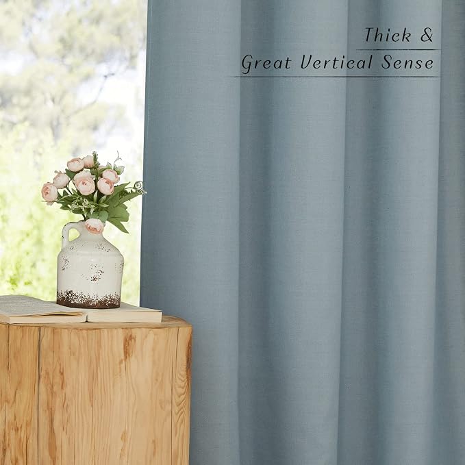 NICETOWN Linen Stone Blue Window Curtains 84 inches Long, Grommet Thick Linen - Image 7