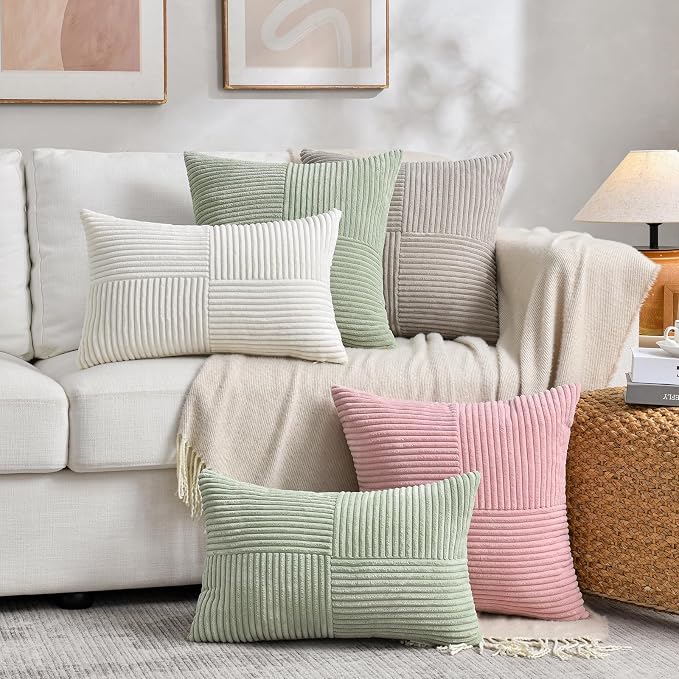 Fancy Homi 2 Packs Blush Pink Euro Decorative Throw Pillow Covers 28x28 Inch - Image 6