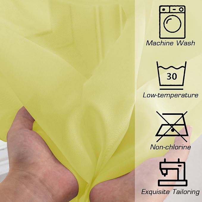 Lemon Sheer Curtains for Bedroom Living Room 72 Inches Long 2 Panels Set - Image 5