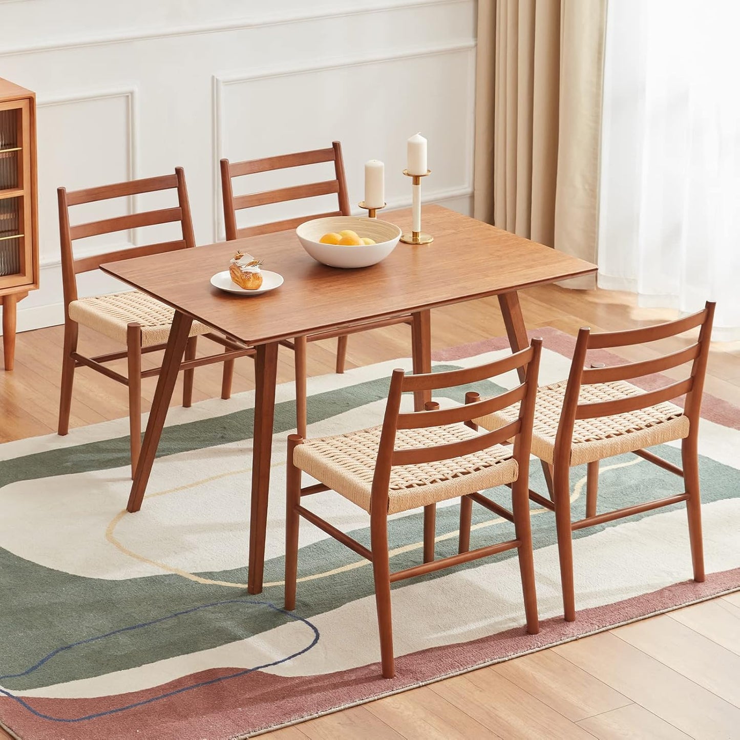 STARY Wood Rattan Dining Room Chairs with Comfortable Woven Seat,Fully-Assembled