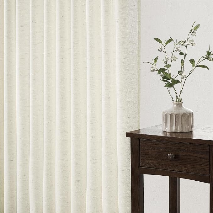 Topfinel 132 Inch Pinch Pleated Linen Curtains 2 Panels, Natural Semi Sheer - Image 5