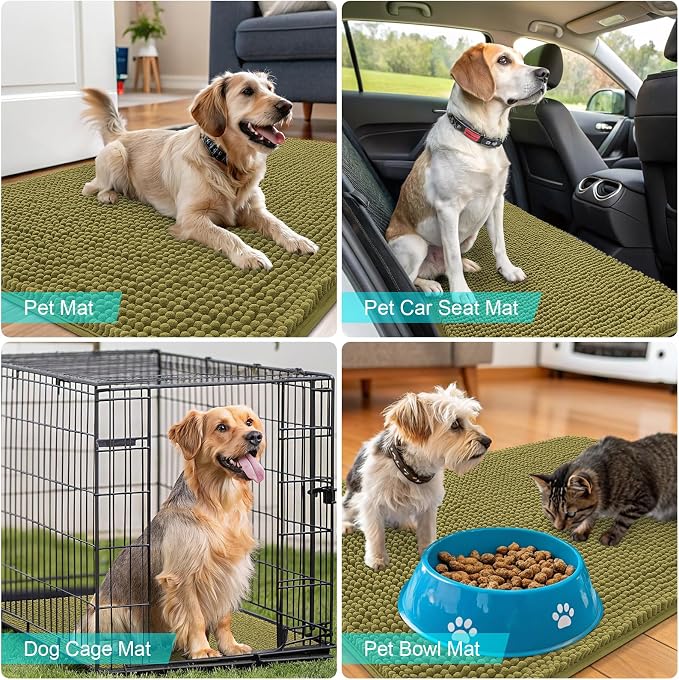 OLANLY Dog Door Mat for Muddy Paws 59x35, Super Absorbent Chenille Mud Mat | - Image 7