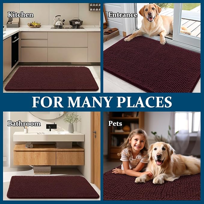 OLANLY Dog Door Mat for Muddy Paws 70x46, Super Absorbent Chenille Mud Mat | - Image 8