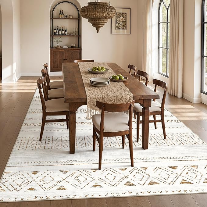 cotiled Boho 7x9 Area Rug for Living Room: Large Moroccan Washable Rug | Solve - Image 7