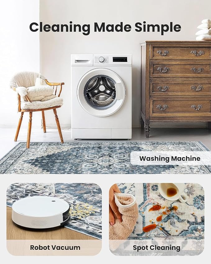 AMADA HOMEFURNISHING 3x5 Washable Area Rug, Low-Profile Entryway Rug - Image 7