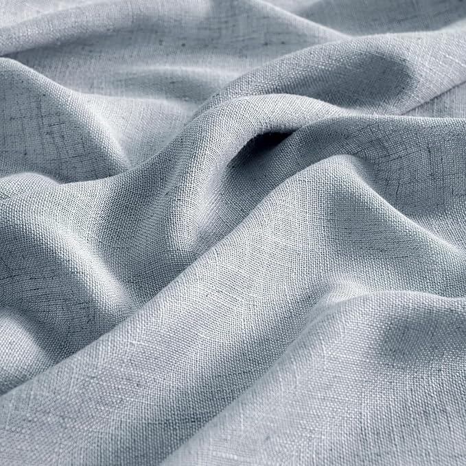 MIULEE Chambray Blue Linen Curtains 52x84 Inch Long - Image 4