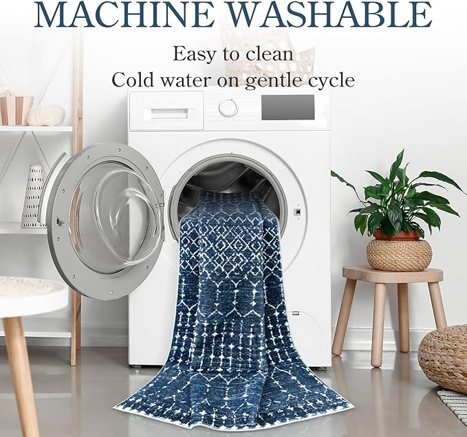 Lahome Moroccan Washable Runner Rug 2x10, Non Slip Hallway Runner Rug 10 Ft - Image 3