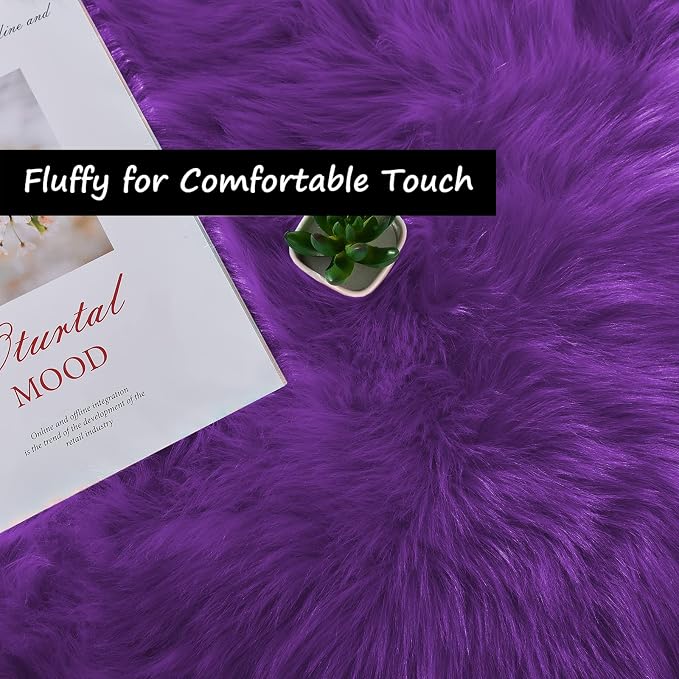Goolela Purple Area Rug 5x8 Fluffy Fuzzy Furry Carpet - Image 5