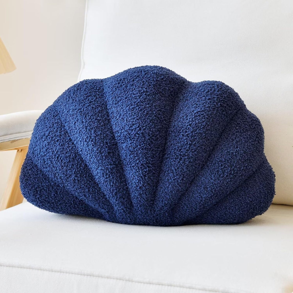 Navy Seashell Throw Pillows, Shell Shaped Throw Pillows, 13 Inch Soft Home Decorative Pillow Plush Cushion for Bed Couch Living Sofa Room Decor Accent Throw Pillow