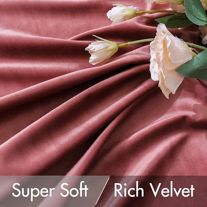 MIULEE Velvet Curtains 52x72 inches 2 Panels Dusty Rose Pink Curtains | Luxury - Image 4