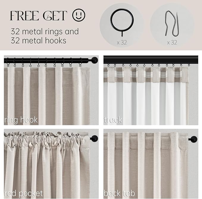 Topfinel Blackout Curtains 102 Inch Long 2 Panels, Linen Textured Room - Image 4