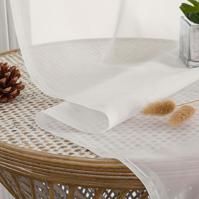 Ivory Sheer Curtains 120 Inches Long 2 Panels Set, 59 Inch Extra Wide Soft Airy - Image 4