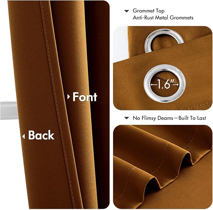 MIULEE Blackout Curtains for Bedroom 2 Panels 40 x 54 Inch Long Gold Brown | - Image 4