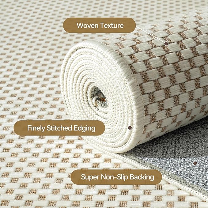 Hallway Runner Rug Woven Washable Long Kitchen Runner Beige 2x5 ft | Boho Soft - Image 6