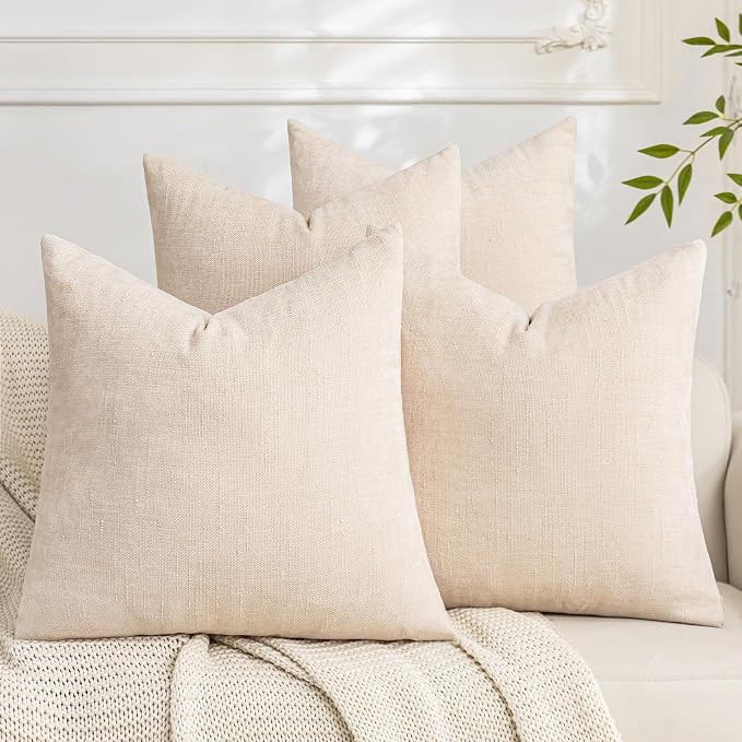 Set of 4 Soft Textured Decorative Throw Pillow Covers 20x20 Inch Cozy Farmhouse by Cozoomy
