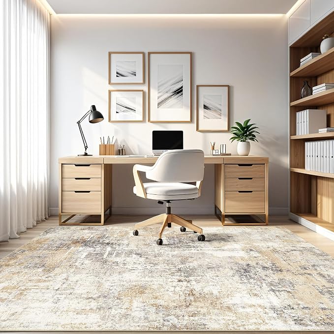 LOONGRUG 6x8 Area Rug Washable Neutral Modern Abstract Living Room Rugs | Soft - Image 8