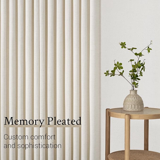 Topfinel 105 Inch Curtains 2 Panels Set, Two Packs Pinch Pleat Back Tab Linen - Image 7