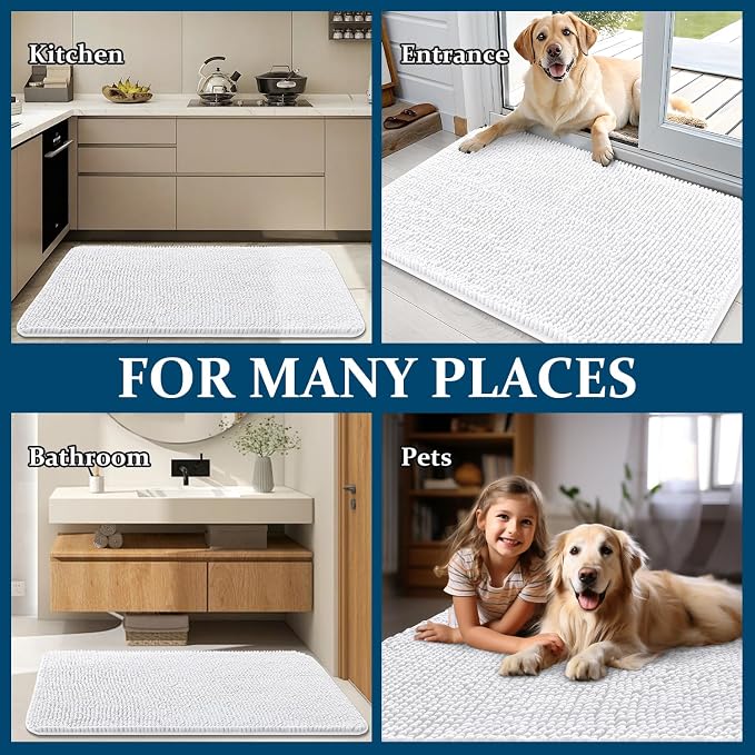 OLANLY Dog Door Mat for Muddy Paws 44x24, Super Absorbent Chenille Mud Mat | - Image 8
